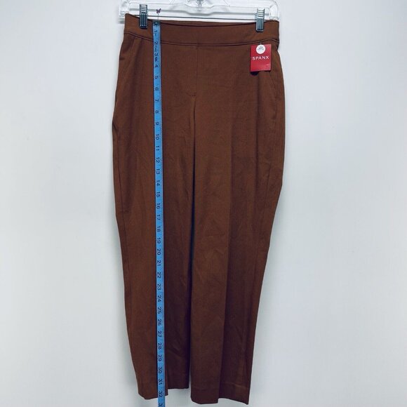 SPANX Pants Sz S Womens On The Go Ankle Slim Straight Brown Glow Pull On New - Picture 4 of 10